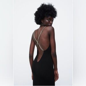 Zara Black Maxi Dress with Chain Straps
